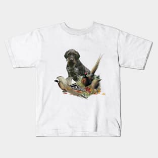German Wirehaired Pointer with pheasant Kids T-Shirt